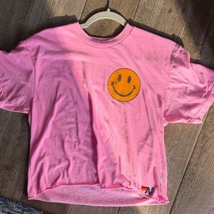 Aviator Nation Pink Tee with Smiley Face